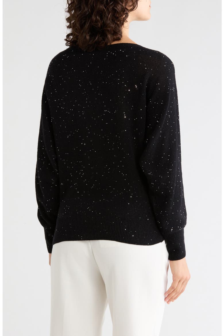 Metallic Wool & Cashmere Blend Boatneck Sweater, Alternate, color, BLACK