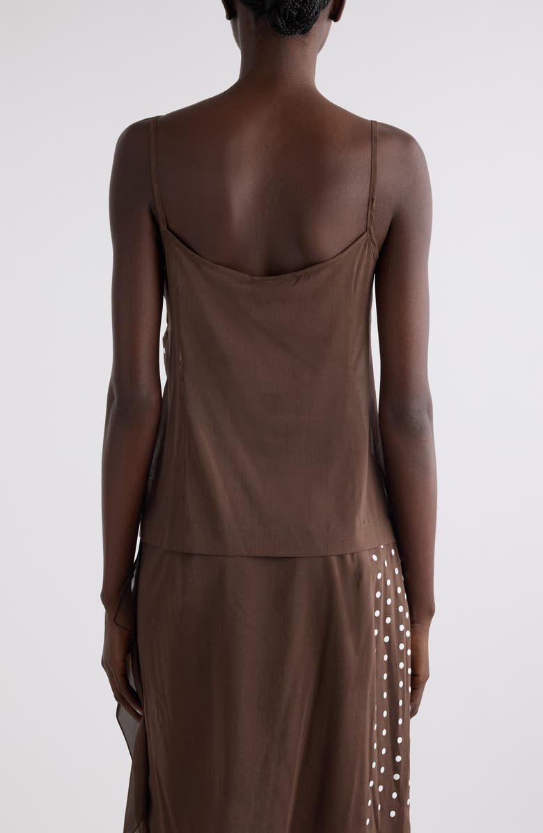 Dries Van Noten Calipso Polka Dot Stretch Silk Camisole, Alternate, color, Brown