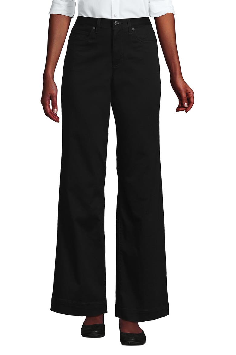 High Rise 5 Pocket Wide Leg Chino Pants, Main, color, Black