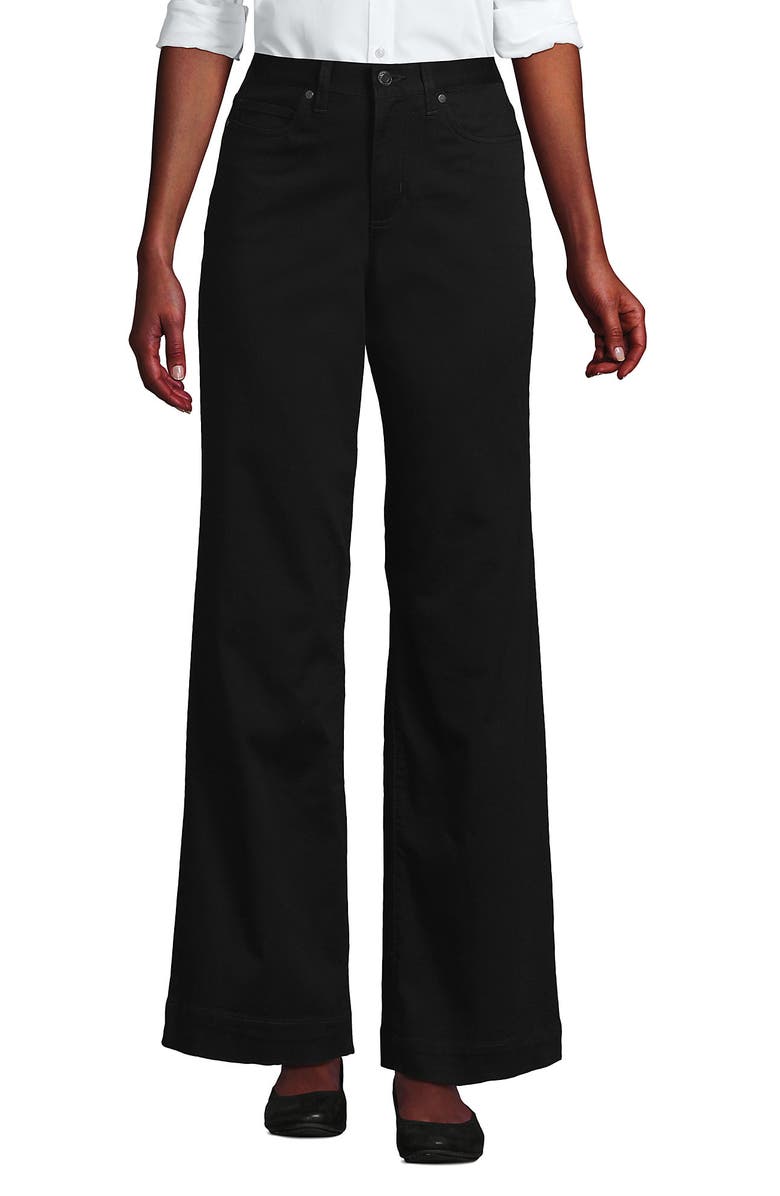 Lands' End High Rise 5 Pocket Wide Leg Chino Pants, Main, color, Black