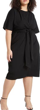 ELOQUII Cross Front Flutter Sleeve Dress