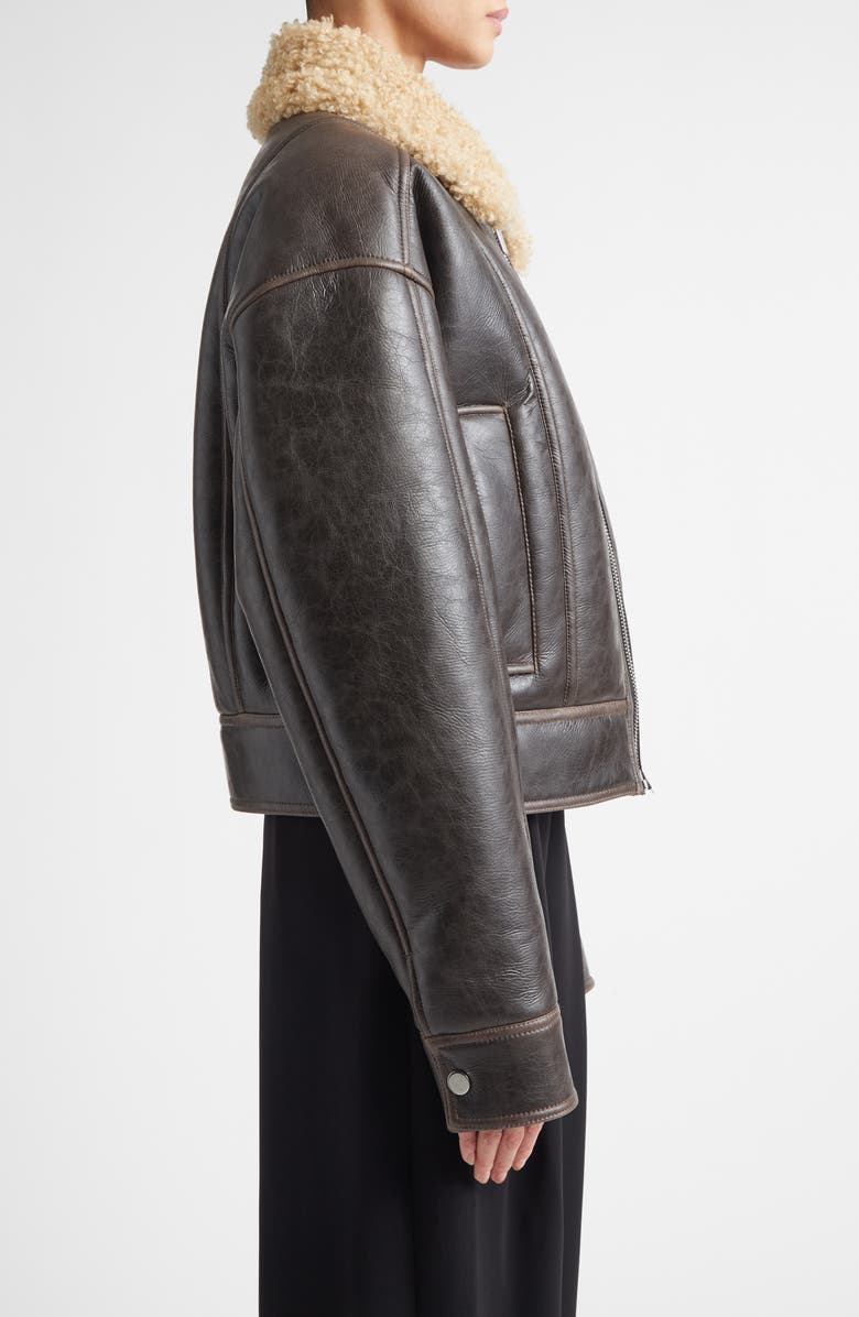 A.L.C. Stevie Faux Shearling Collar Jacket, Alternate, color, Deepest Brown