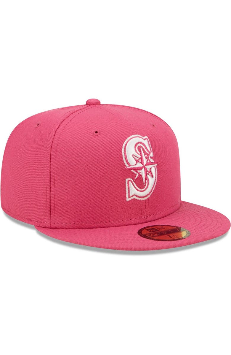 New Era Men's New Era Beetroot Seattle Mariners Logo 59FIFTY Fitted Hat, Alternate, color,