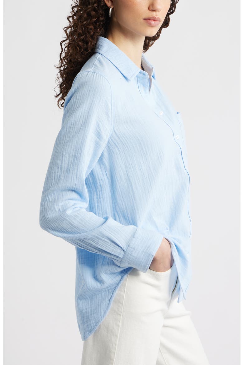 Casual Gauze Button-Up Shirt, Alternate, color, BLUE WINDSURFER