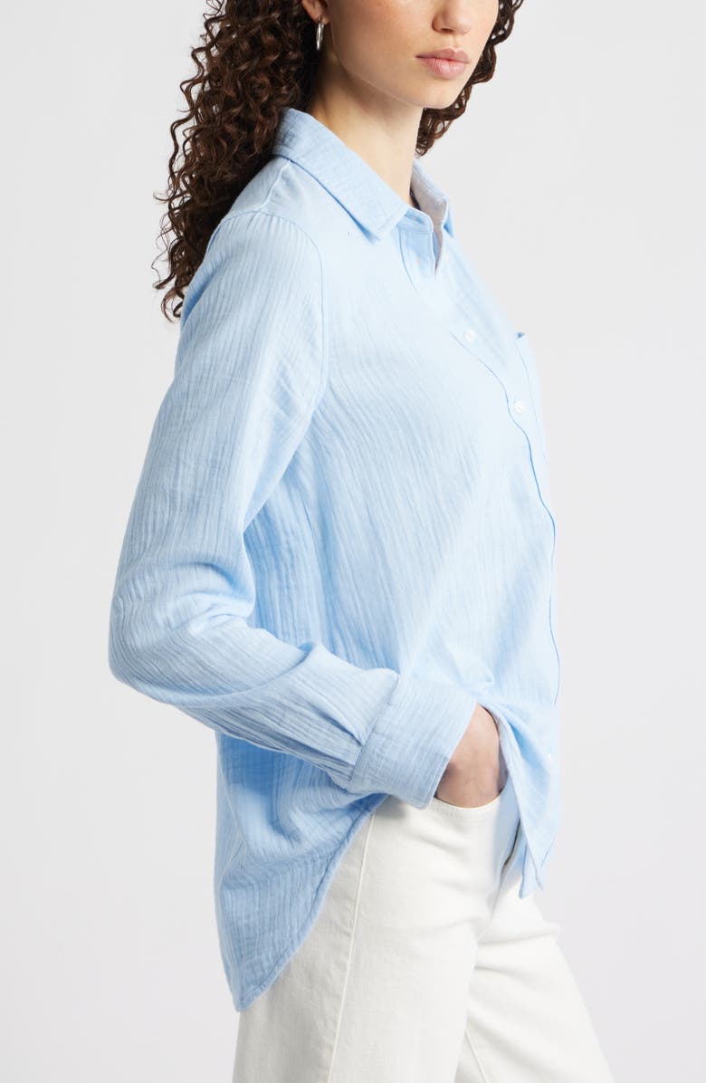 Caslon<sup>®</sup> Casual Gauze Button-Up Shirt, Alternate, color, Blue Windsurfer