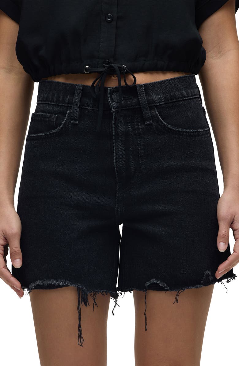 Hudson Jeans Devon High Waist Cutoff Denim Shorts, Alternate, color, Destructed Black