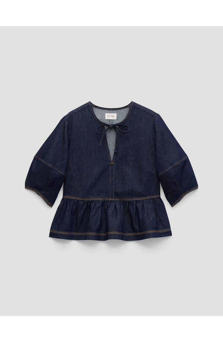 Hush Betty Barrel Sleeve Denim Top, Alternate, color, Rinse Wash