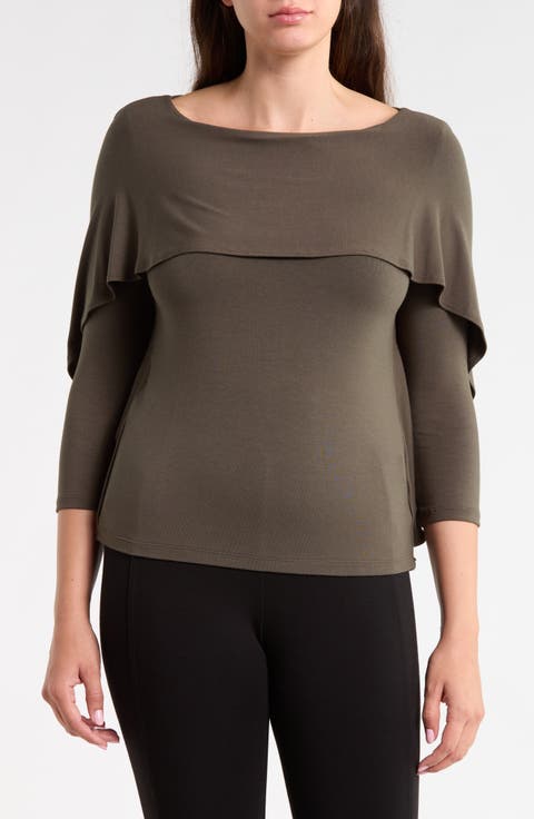 Draped Cape Overlay Top