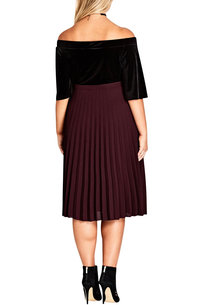 Sheer Pleat Skirt, Alternate, color, OX BLOOD