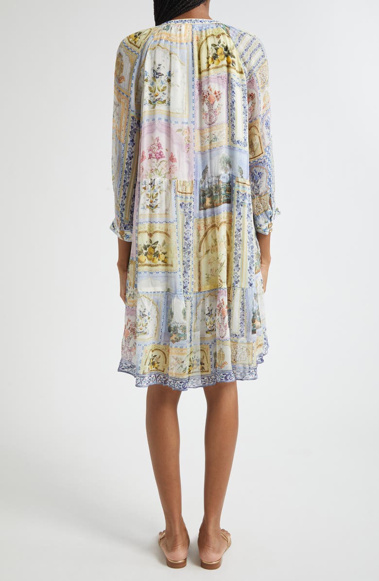 Camilla Gathered Panel Silk Minidress, Alternate, color, Botanical Ballads