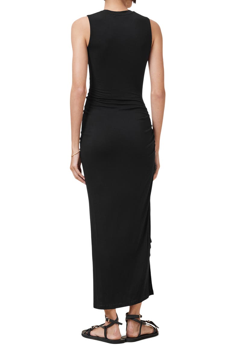 Rivi Draped Sleeveless Midi Dress, Alternate, color, BLACK
