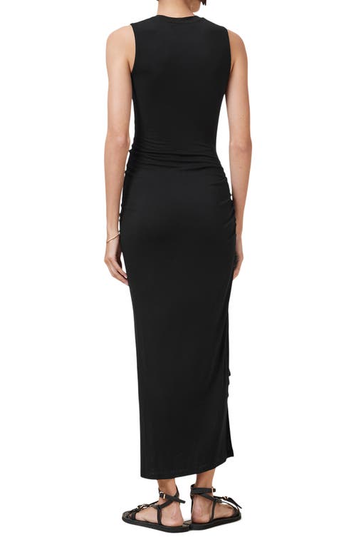 Allsaints Rivi Draped Sleeveless Midi Dress In Black