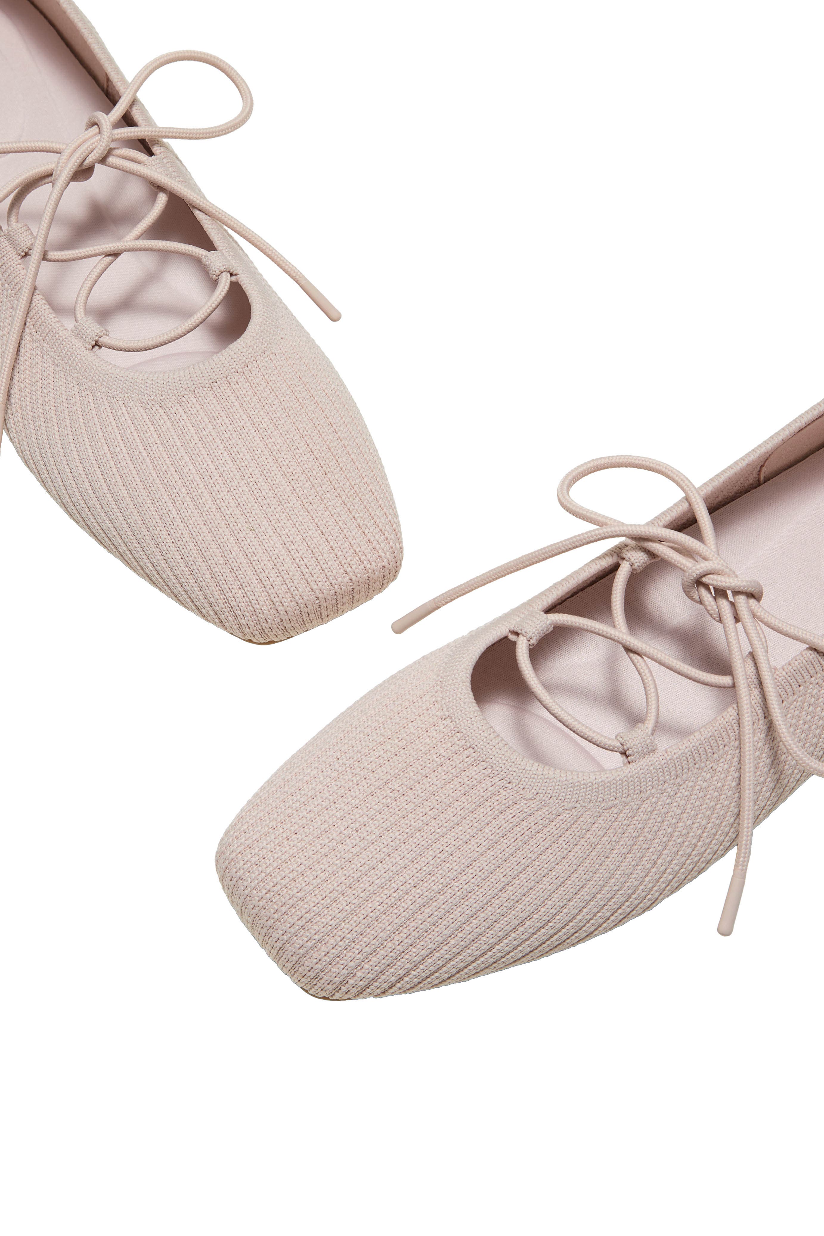 Miley Square-Toe Ballet Flats Lace-Up Mary Janes, Alternate, color, BALLET BLUSH FRENCH STRIPE