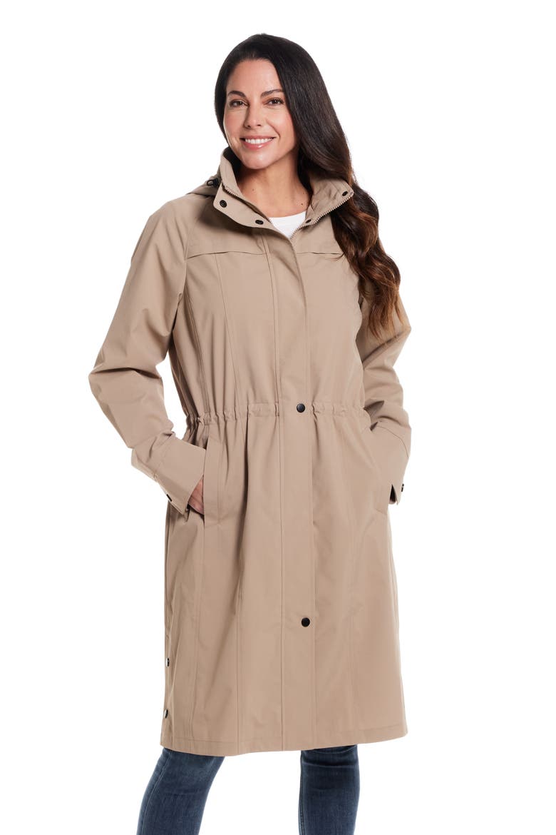 Water Resistant Hooded Raincoat, Alternate, color, MUSHROOM