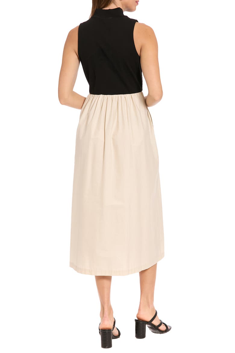 Mixed Media Midi Dress, Alternate, color, BUTTERCREAM/ ANTHRACITE