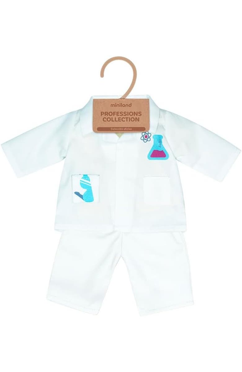 Miniland Careers Collection - Scientist Doll Outfit with Lab Coat & Pants for 15" Baby Dolls, Alternate, color, White Multi