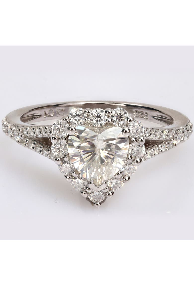 DELMAR Lab Grown Moissanite Heart Halo Earrings & Ring Set | Nordstromrack