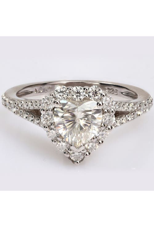 Delmar Lab Grown Moissanite Heart Halo Earrings & Ring Set In Metallic