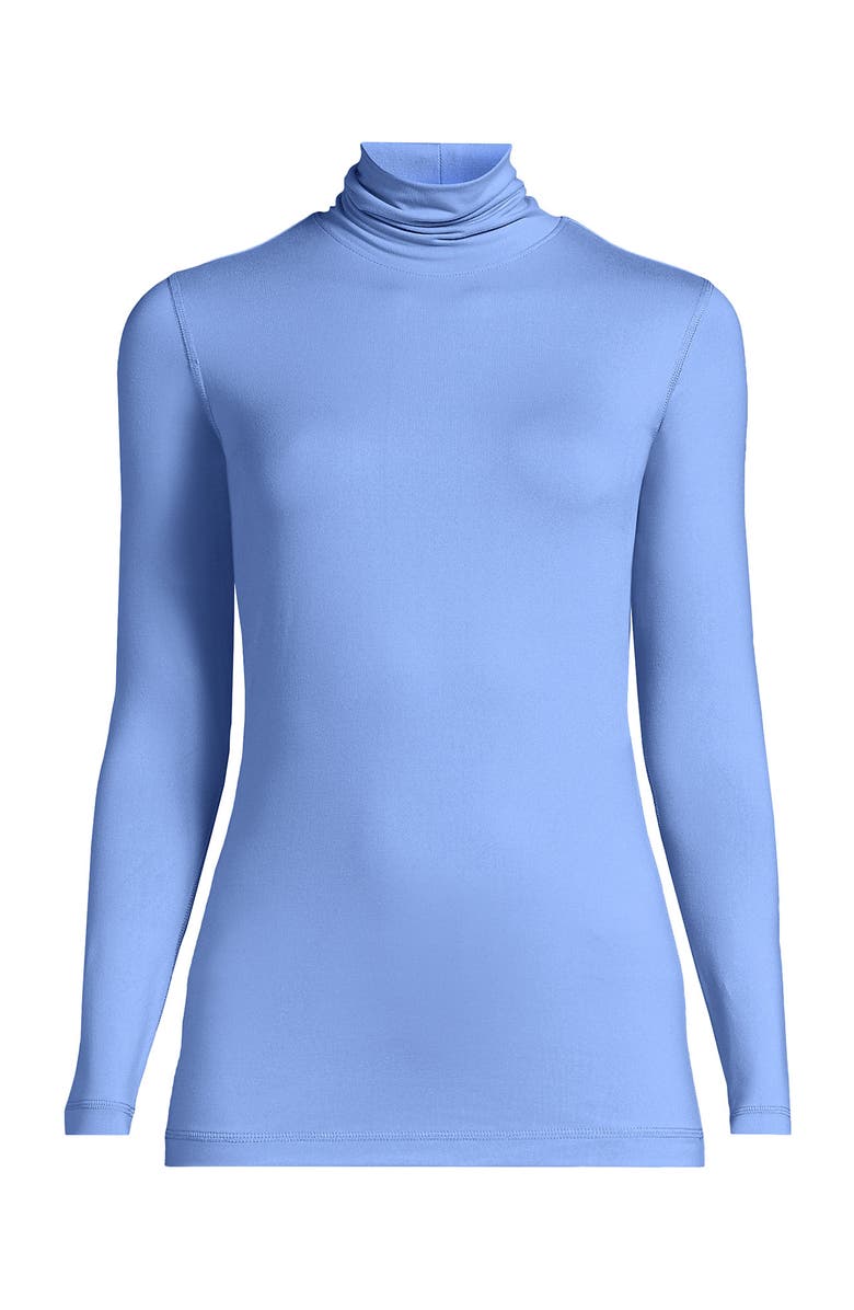Lands' End Baselayer Cozy Thermaskin Turtleneck Top, Alternate, color, Clear Blue Sky