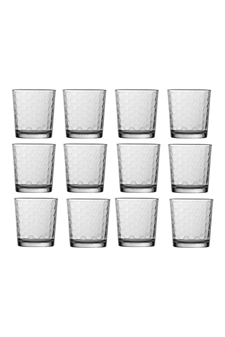 Ornamento Favo Set of 12 Tumbler Glasses, Main, color, CLEAR