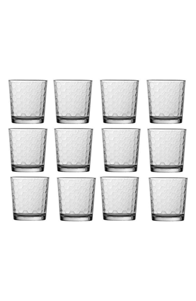 Fortessa Ornamento Favo Set of 12 Tumbler Glasses, Main, color, Clear