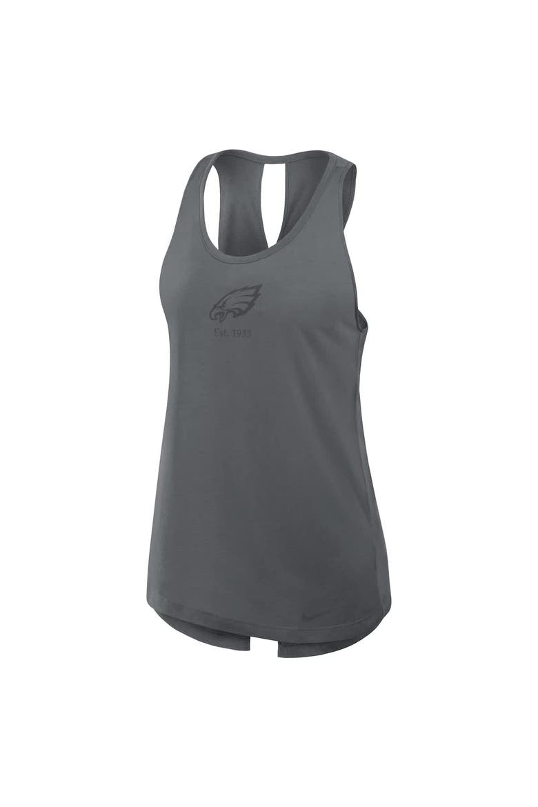 Women's Nike Gray Philadelphia Eagles Glory Crisscross Performance Tank Top, Alternate, color, Charcoal