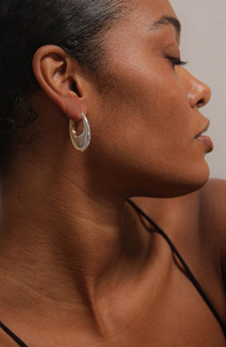 YOJ Charlotte x YOJ  Eclipse Midi Hoops in Two Tone, Alternate, color, Gold