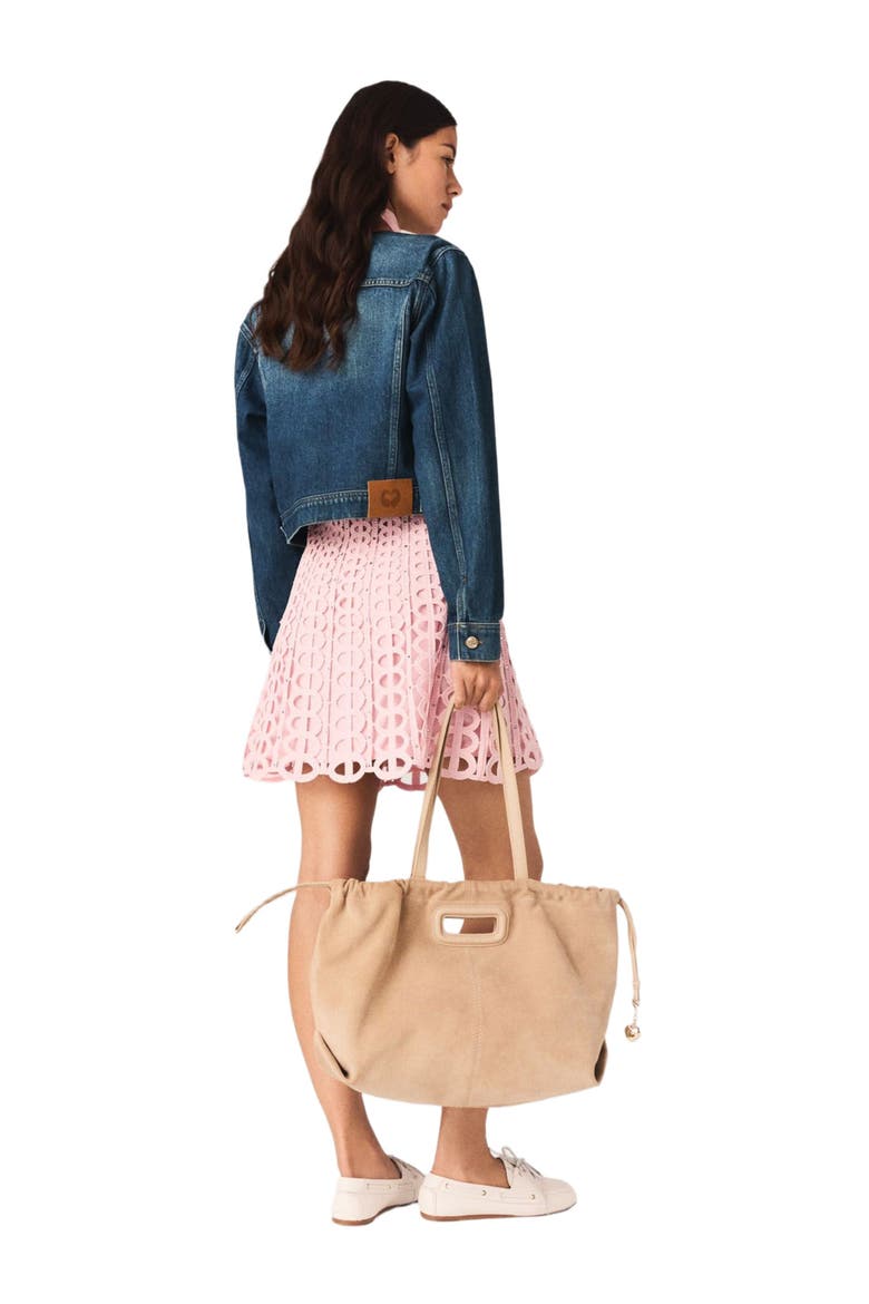 Denim jacket with leather collar, Alternate, color, Blue