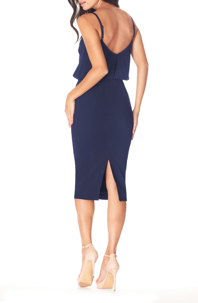 Dress the Population Alondra Blouson Sheath Dress, Alternate, color, Midnight Blue