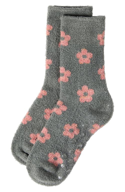Memoi Daisies Lavender Infused Crew Socks In Gray