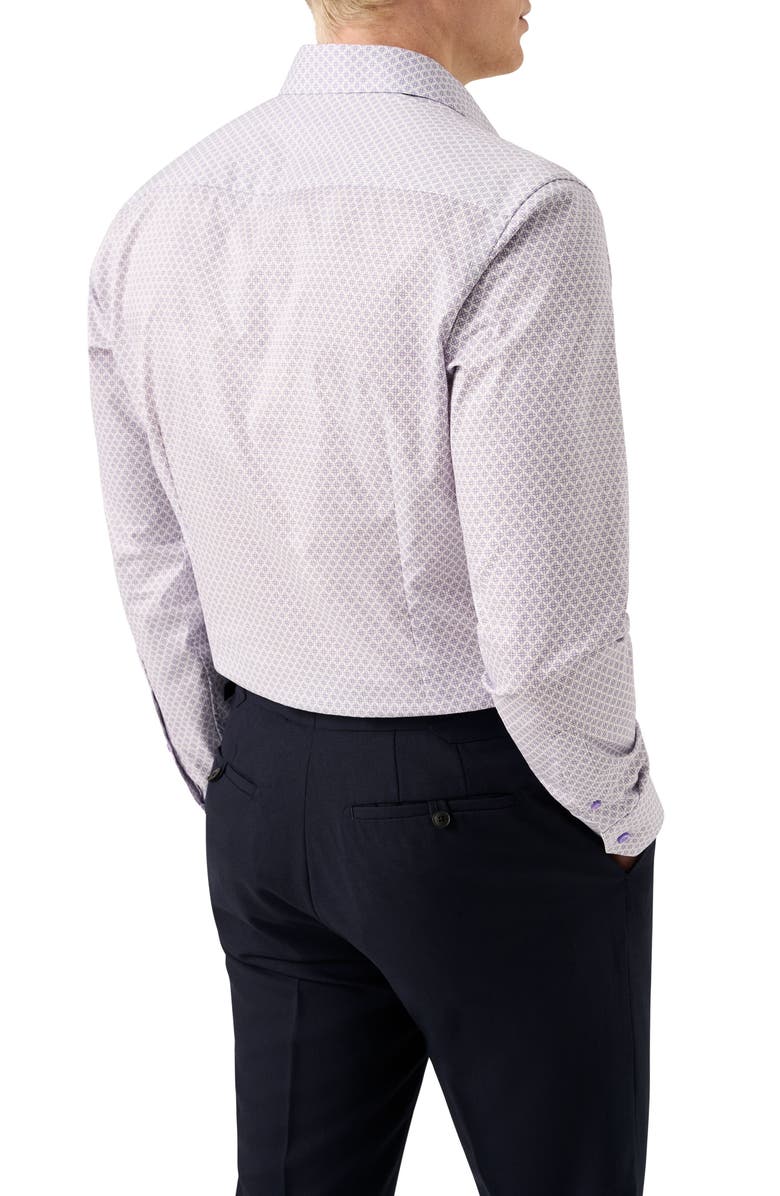 Eton Slim Fit Geometric Print Cotton Dress Shirt, Alternate, color, Light Purple