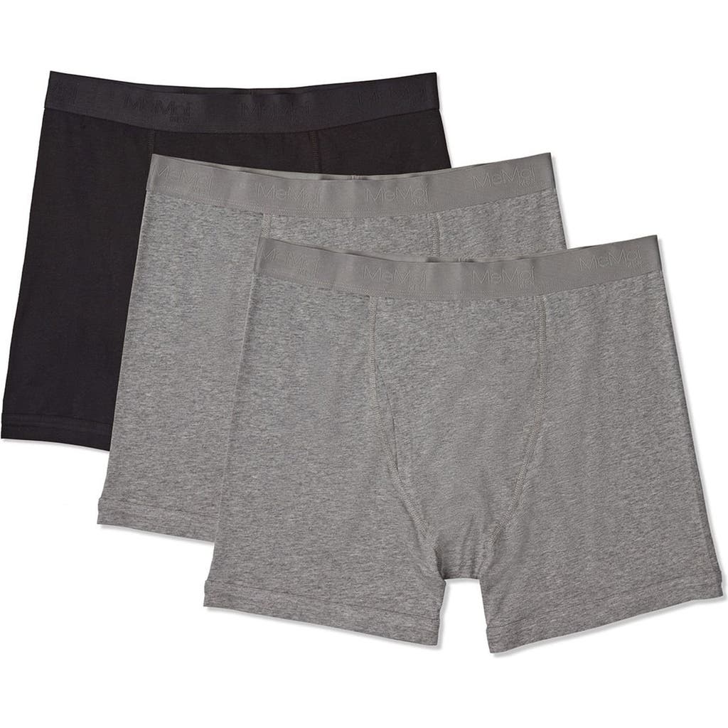 Memoi Assorted 3-pack Cool Stretch Cotton Boxer Briefs In Multi