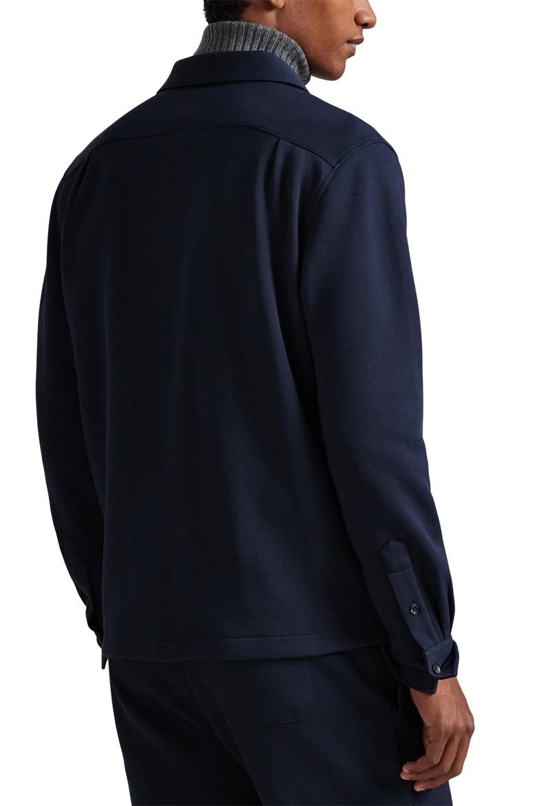 Long Sleeve Double Knit Cotton Blend Camp Shirt, Alternate, color, AVIATOR NAVY