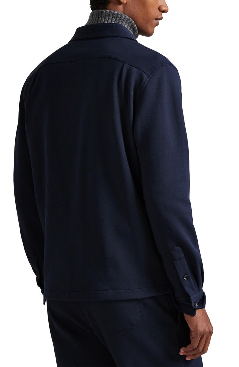 Polo Ralph Lauren Long Sleeve Double Knit Cotton Blend Camp Shirt, Alternate, color, Aviator Navy