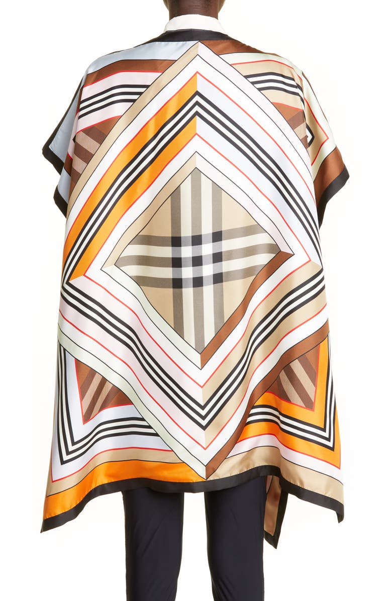 Burberry Claudia Montage Print Silk Twill Cape, Alternate, color, Multicolor