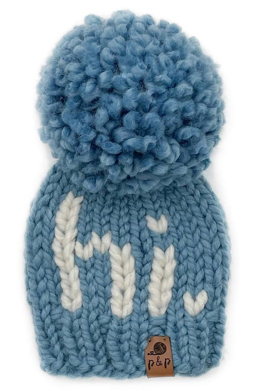 PINE + POPPY Hi Intarsia Pompom Hat in Rich Blue