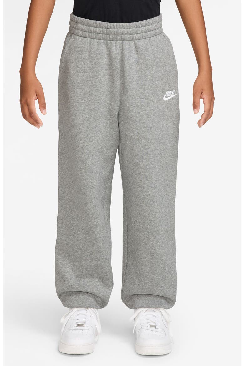 Kids' Sportswear Loose Fit Fleece Pants, Main, color, 063 DK GREY HEATHER/GREY/WHITE