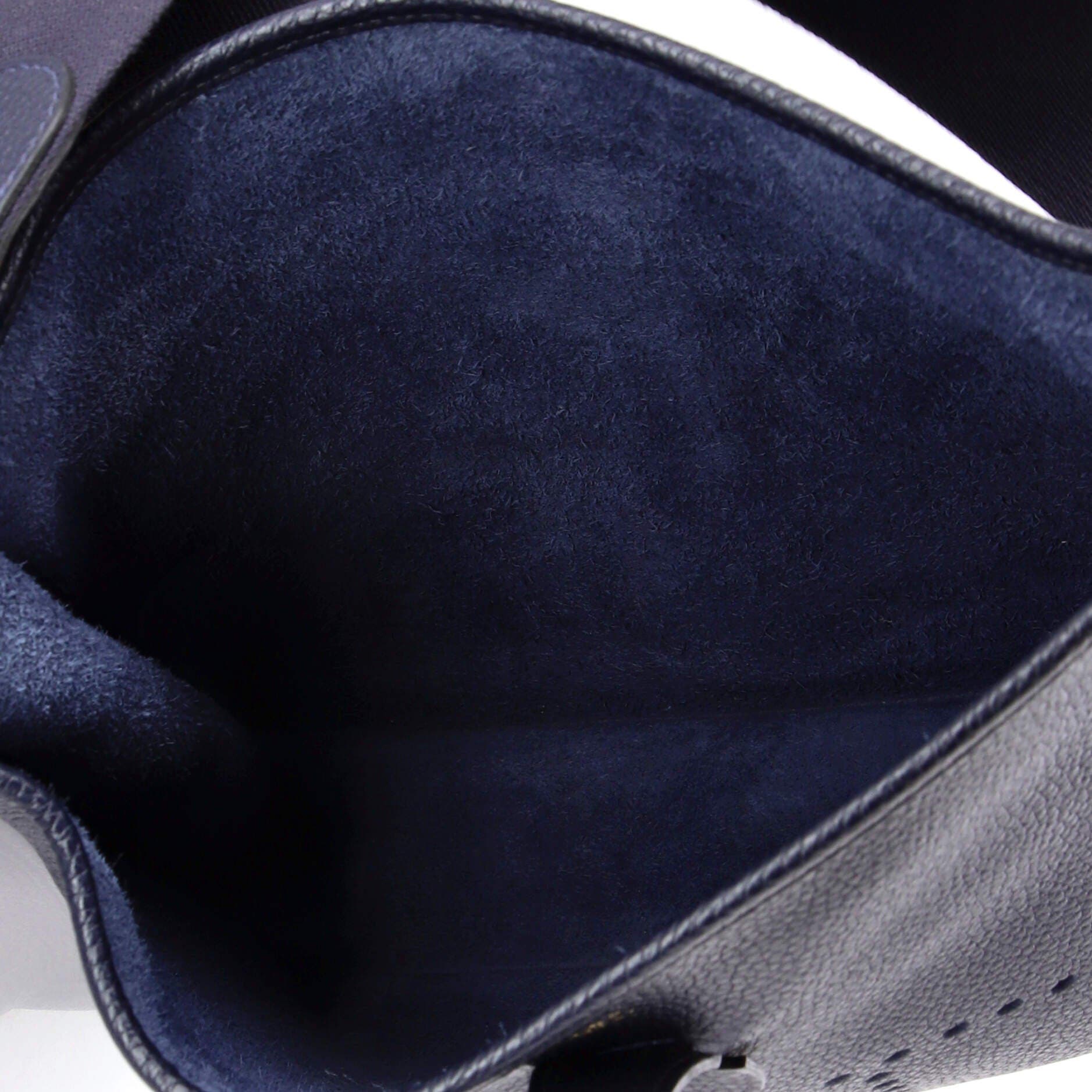 Pre-Owned Hermes Evelyne Bag Gen III Clemence GM, Alternate, color, Bleu Nuit