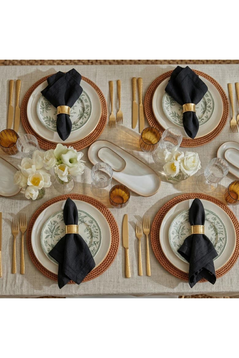 Linen Dinner Napkins Set of 4, 20" x 20", Birch Hemstitch, Alternate, color, Flax