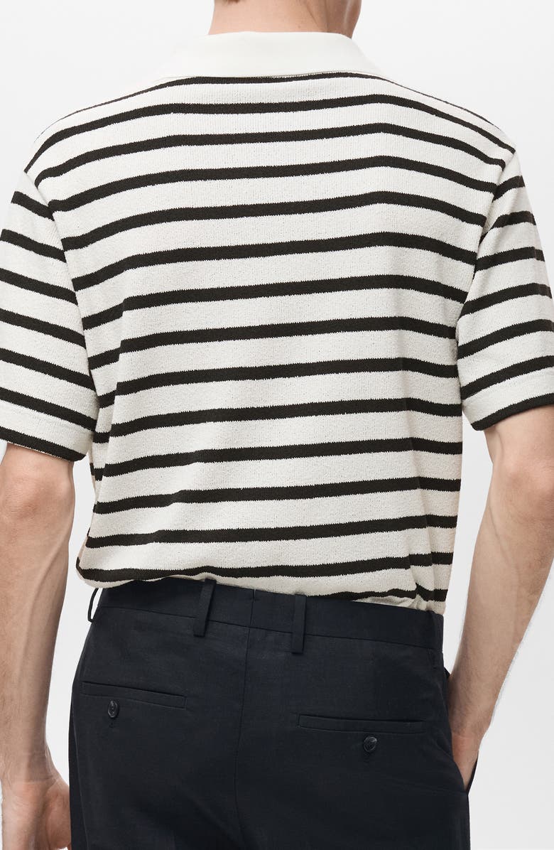 MANGO Stripe Slub Polo, Alternate, color, Off White
