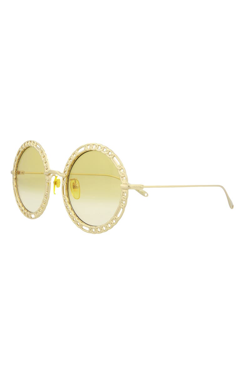 Gucci 53mm Round Chain Link Sunglasses, Alternate, color, Gold Yellow