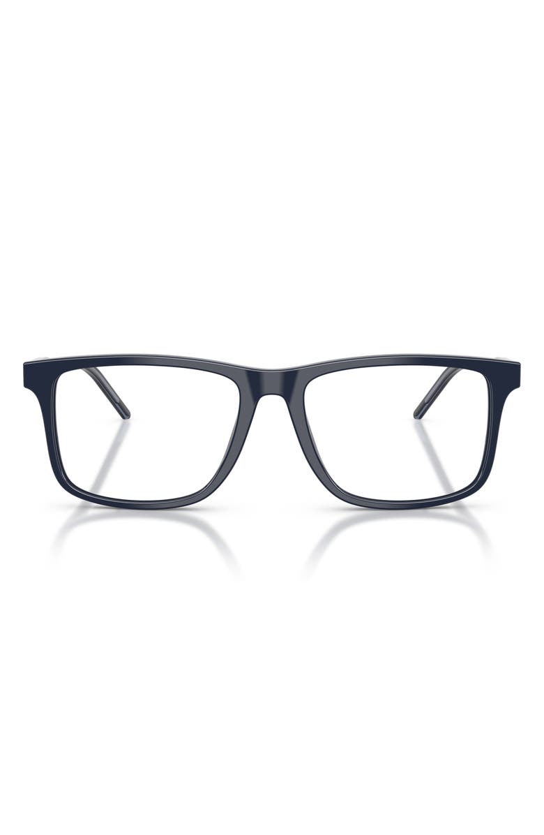 Emporio Armani 53mm Square Optical Glasses, Main, color, Shiny Blue / Demo Lens