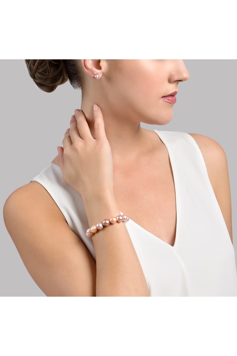 9.5-10.5mm Multicolor Freshwater Pearl Bracelet - AAA Quality, Alternate, color, White Gold Clasp