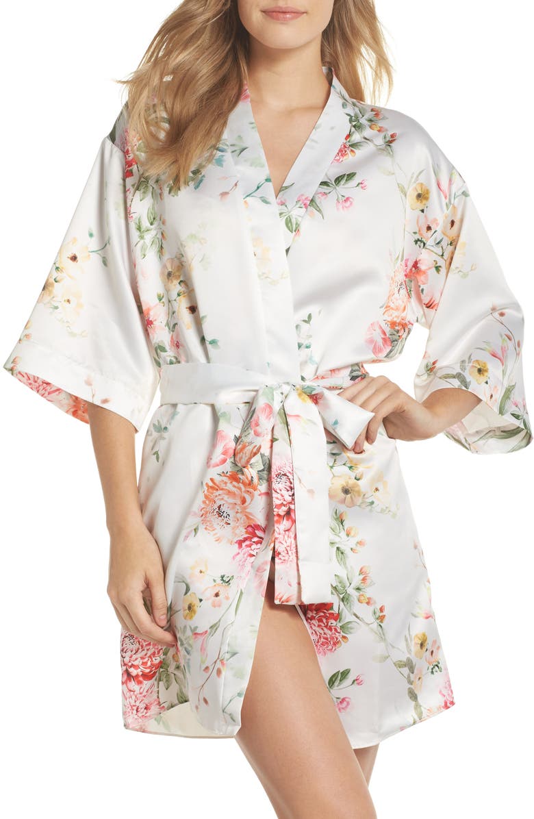 Flora Nikrooz Renata Short Satin Robe, Main, color,