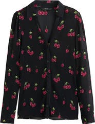 NEXT Cherry Print Plissé Shirt