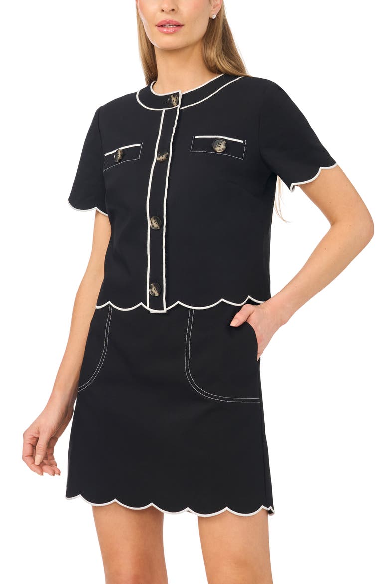 Scallop Hem Miniskirt, Alternate, color, RICH BLACK