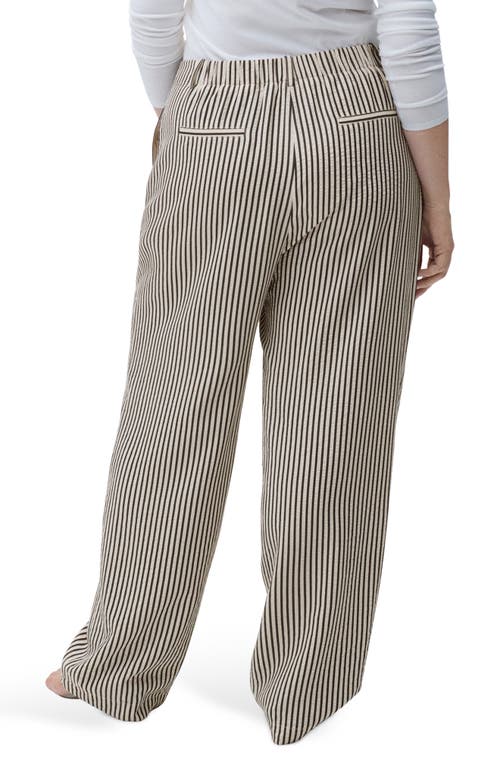 Mango Stripe Textured Straight Leg Pants
