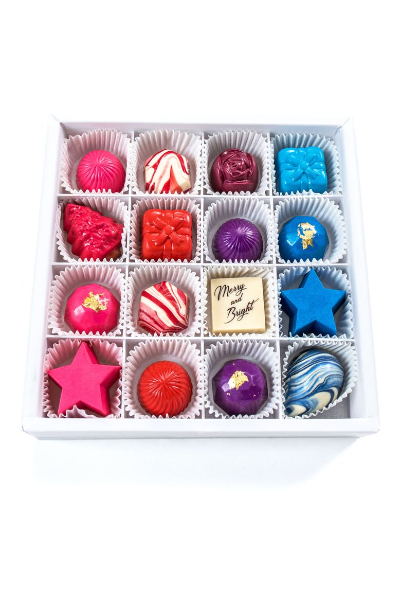 Chocolate Ornaments 16-Piece Chocolate Sampler Box, Main, color, WHITE