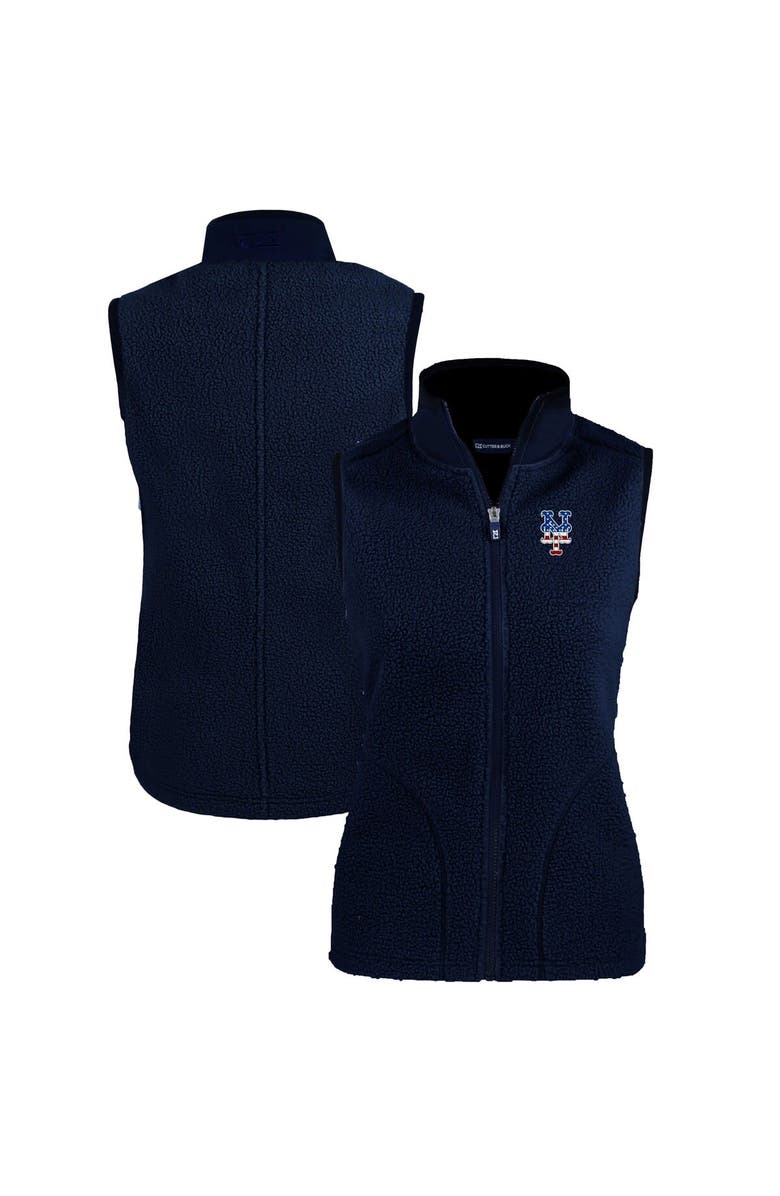 Cutter & Buck Women's Cutter & Buck  Navy New York Mets Cascade Eco Sherpa Fleece Full-Zip Vest, Alternate, color, 