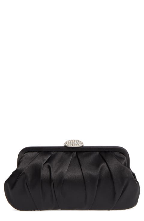 Concord Pleated Satin Frame Clutch